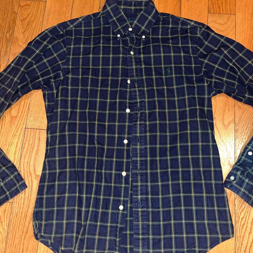 Z87 Ralph Lauren Blue Plaid Slim Fit Button Up Oxford Shirt